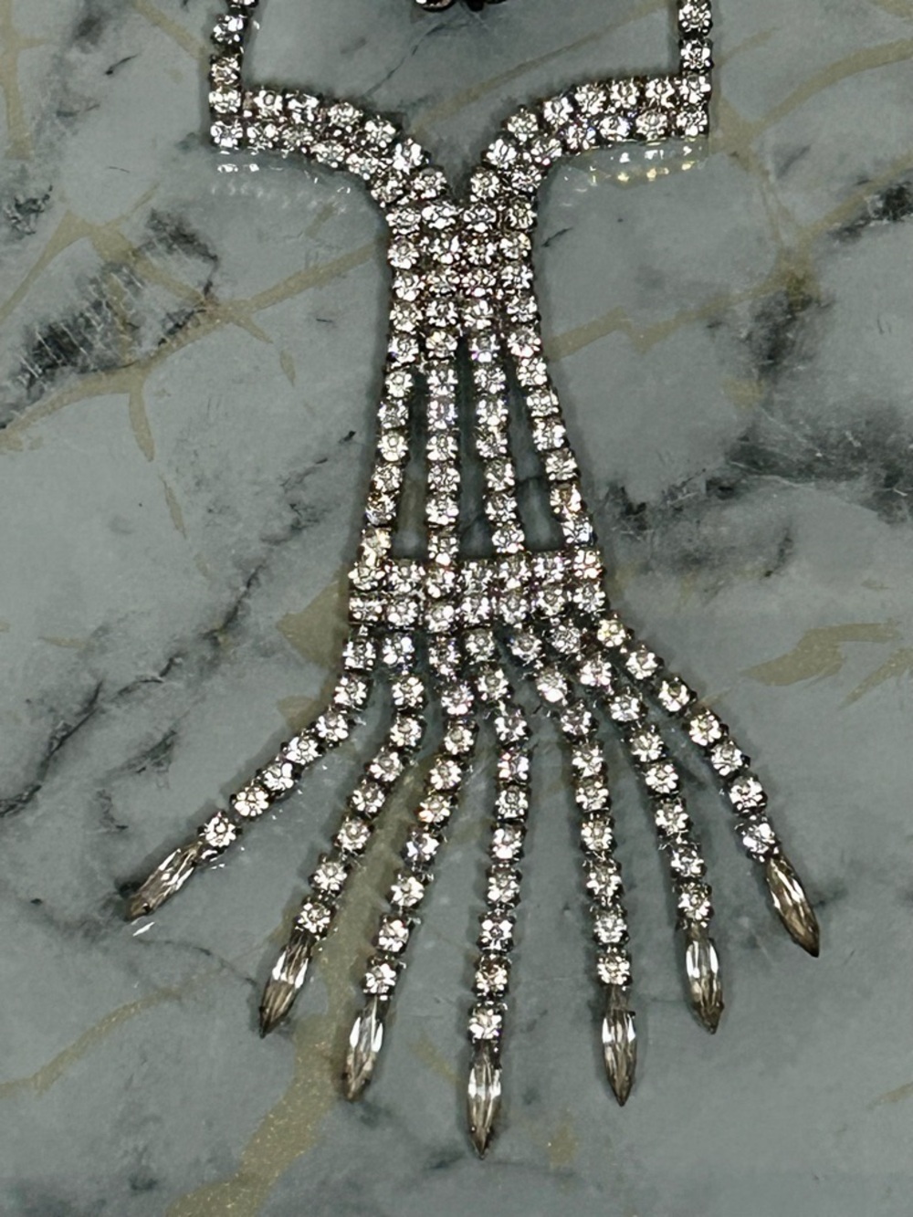 Vintage Rhinestone Jewelry Set Necklace Brooch Earrings Bridal Prom Formal - Picture 3 of 14